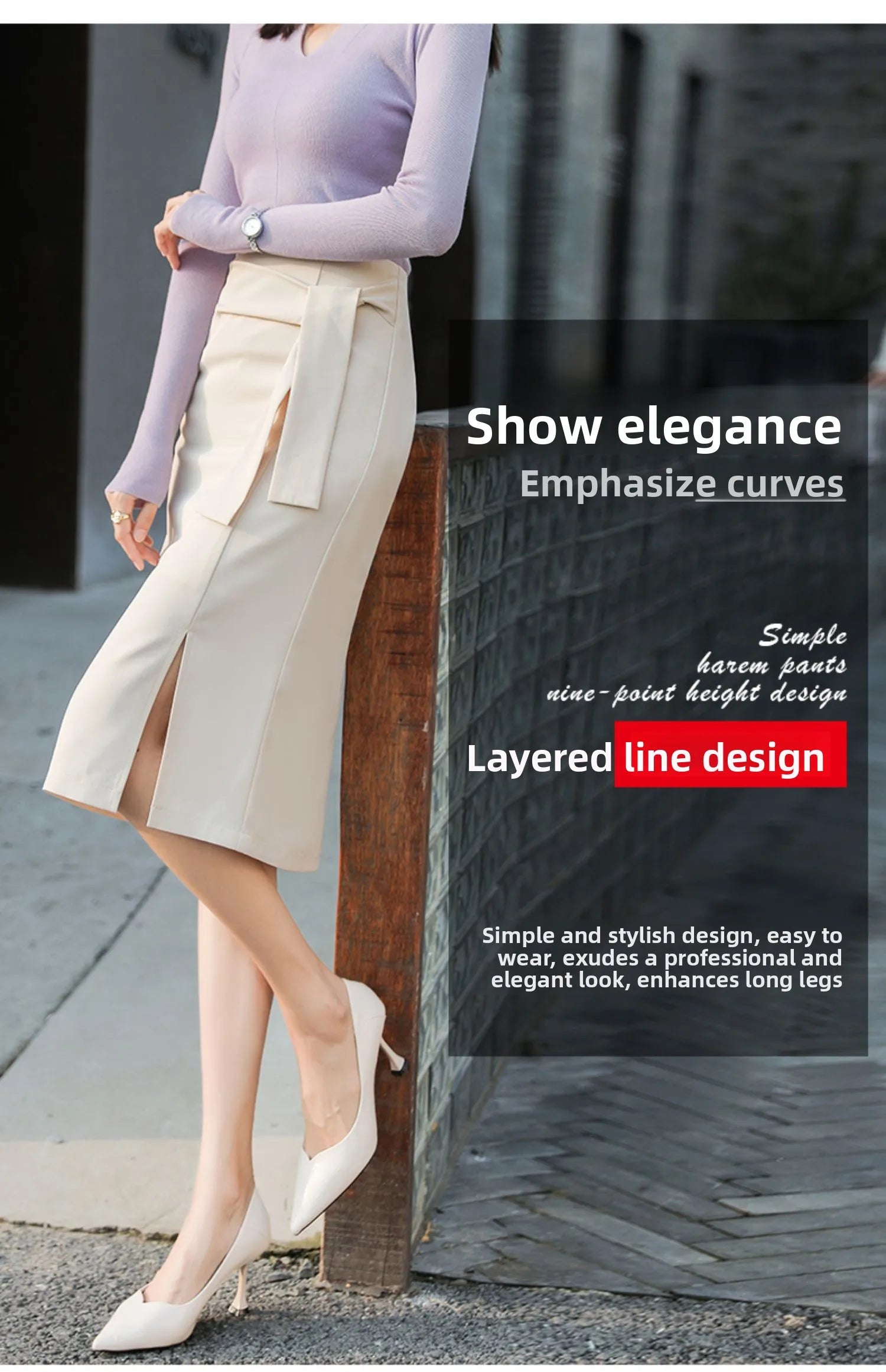 Design Sensation  Maturity Slimming Midi Skirt Women's Spring 2026 New Style High Waist Zipper Side Slit H-Shape Skirt