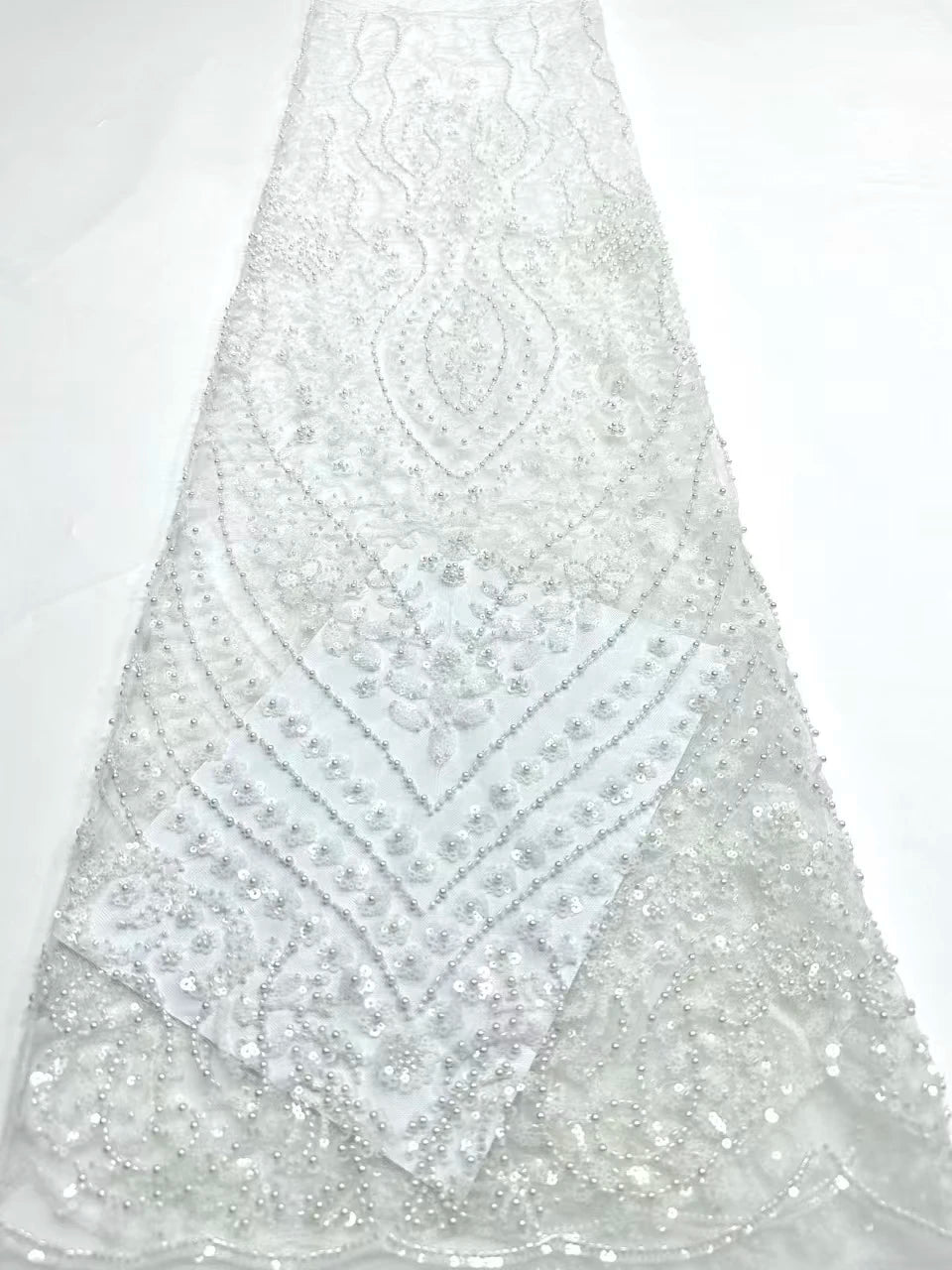 African Tulle Lace Fabric French Sequins Fabric Sewing Embroidery With Beads Lace Tulle Mesh Nigeria Dress 5 Yards sewing SZ1682