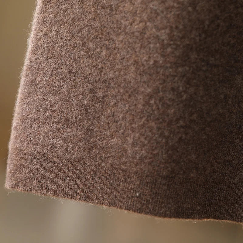 Women Wool Skirts Autumn Winter Office Lady Mini Slim Fit Skirt Elastic Waist 100% Merino Wool Knitted Cashmere Above Knee Dress