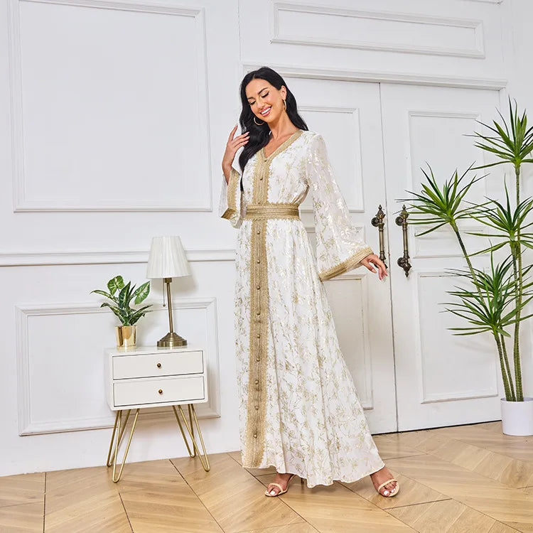 Summer Elegant Print Dress for Women Muslim Abaya Long Dress Dubai Party Evening Dress Islamic Turkey Kaftan Femme Vestidos Robe