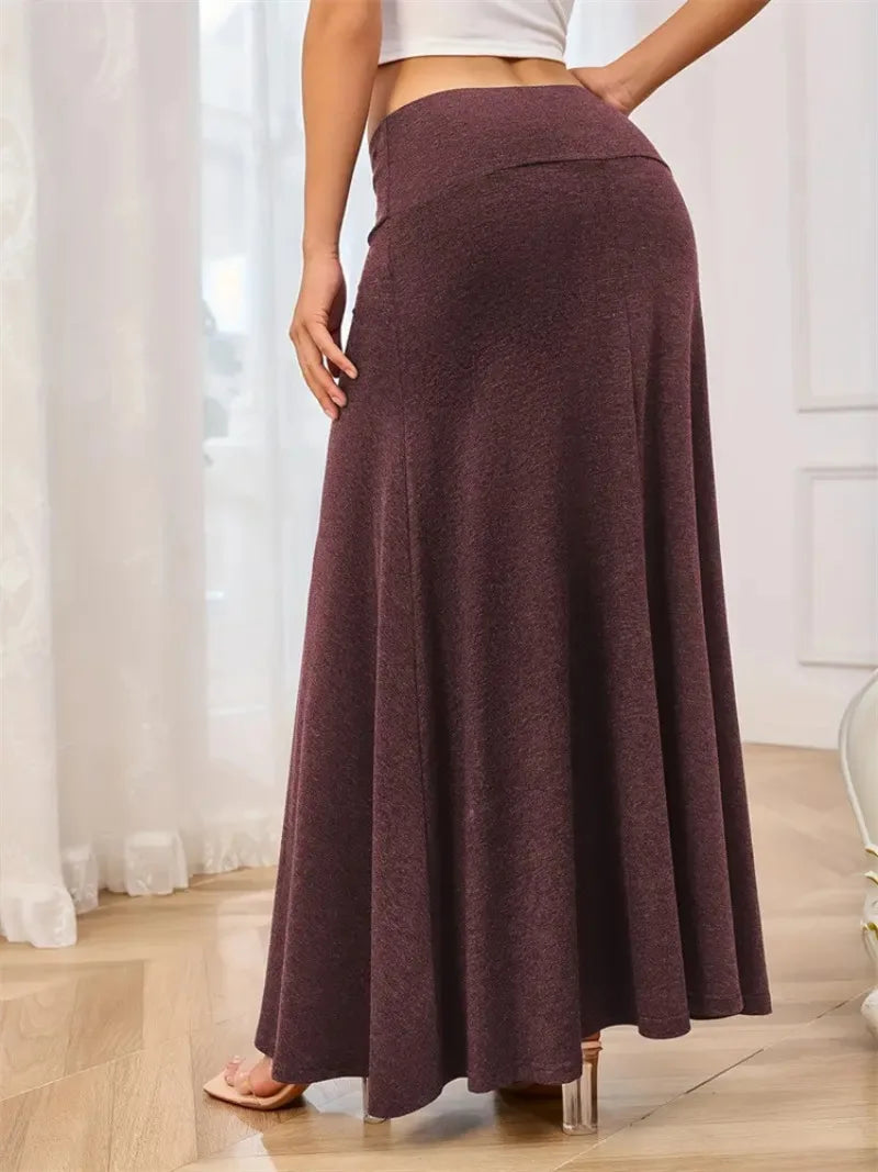 KIDCRKJ Long Skirt Women Autumn 2026 New Skirts Knitted Solid Urban Office Lady Fashion Clothes High Waist Maxi Skirts Faldas