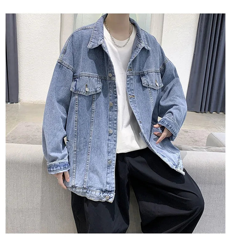 New Men's Vintage Denim Jackets Spring Autumn Handsome Loose Casual Workwear Jacket Fashion High Street Classic Jean Coats Male