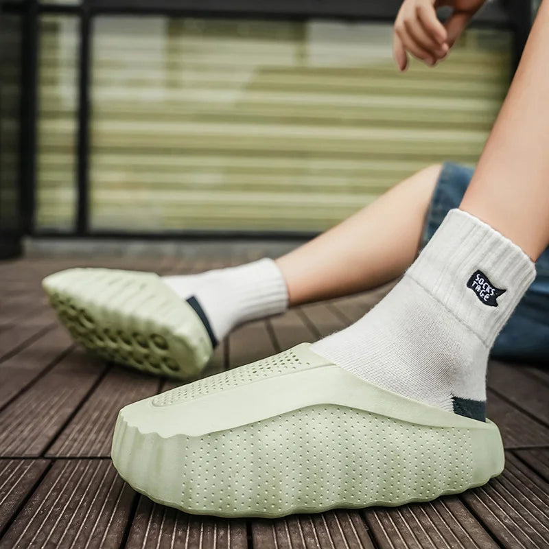 Summer Men Half Slippers Outdoor Breathable Couple Beach Shoes Platform Lightweight Soft Men Sandals Women Garden Casual Shoes