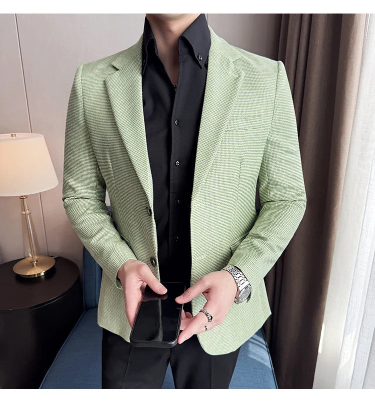 Men Suit Jacket Blazer Hombre High-quality Fashionable and Elegant Men Business Slim Fit Suit Jacket Social Party Formal Jacket