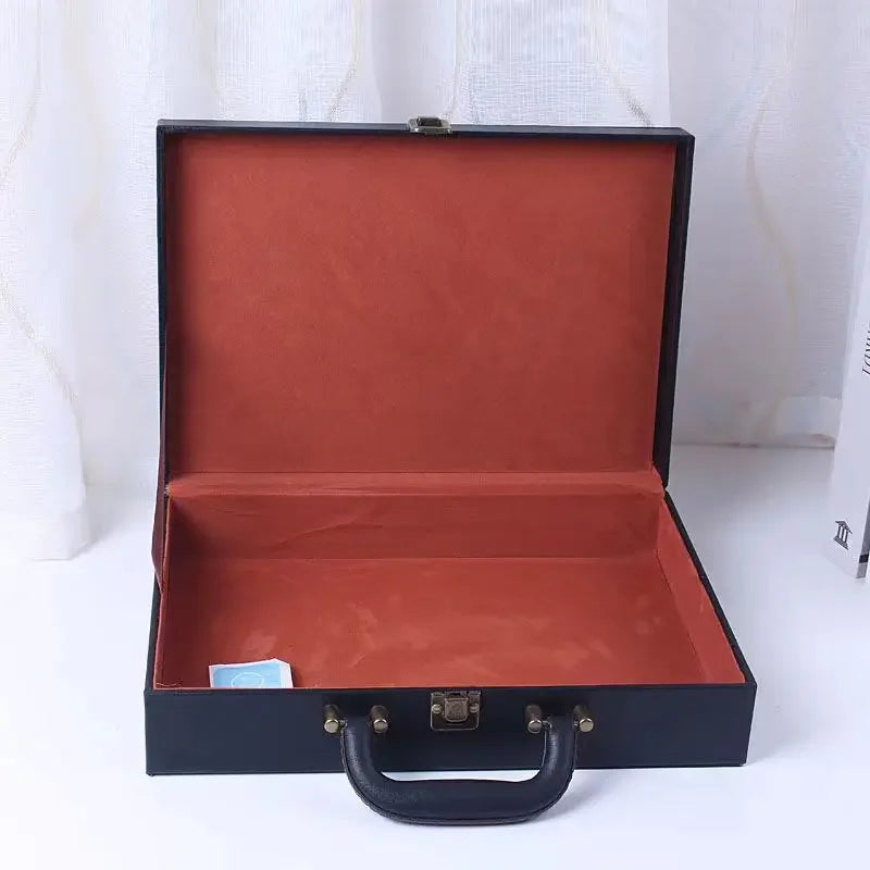 2025 New Cover Style Briefcase Men's Handheld Shoulder Business Leisure Insurance Contract Document Storage Box 34X24X8.5CM