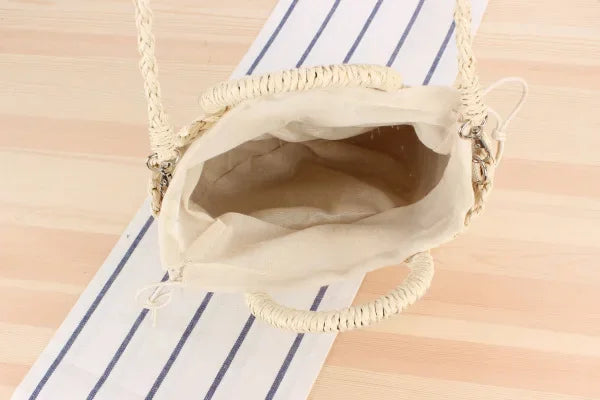 Ladies Beach Holiday Retro Woven Shoulder Bag Women Summer Woven Simple Handbag Female Casual Beach Portable Crossbody Bags Lady