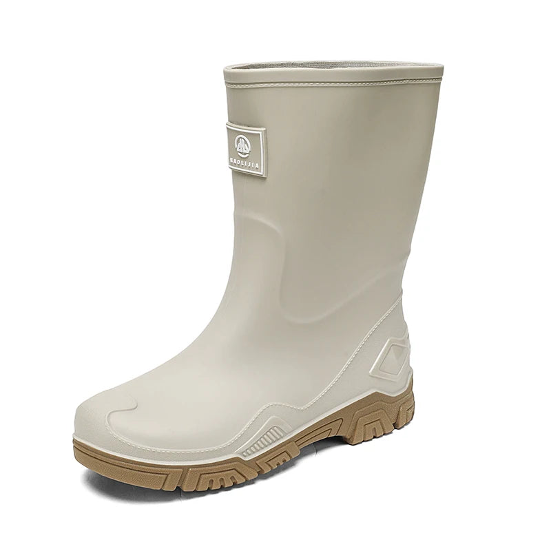 Rain Boots for Men, Non-Slip, Waterproof, High-Top Fishing Boots, Popular Work Safety Shoes, Rain Boots