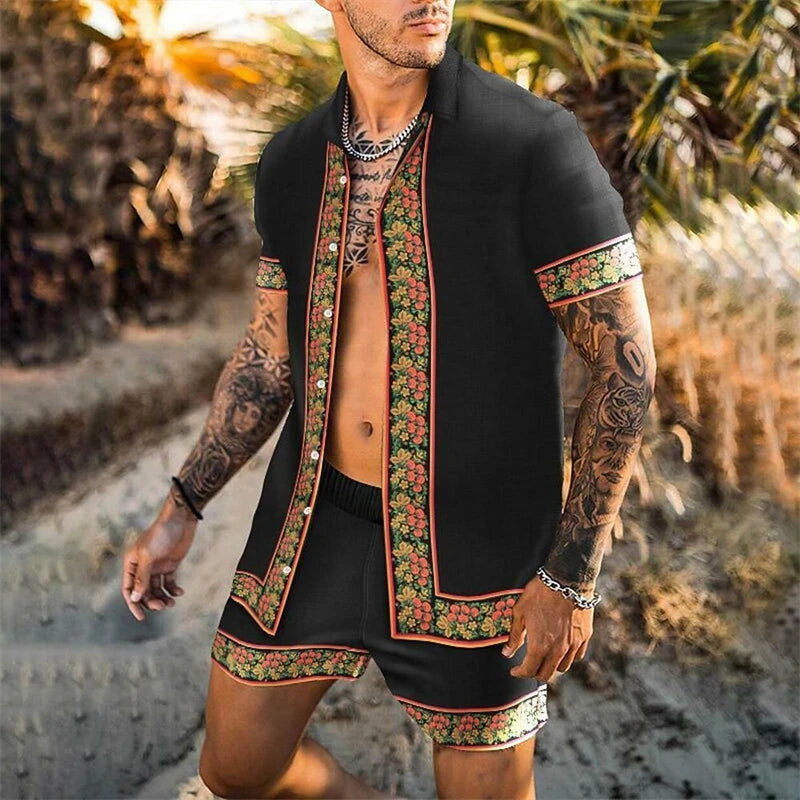 Trend Floral Pattern Hawaiian Shirts Fashion Summer Beach Shirt For Men Lapel Short Sleeve Loose Casual Streetwear Blouse Tops