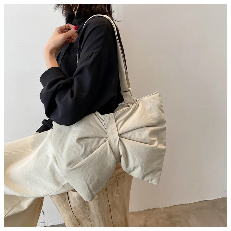 Soft Nylon Women's Portable Shoulder Bag Large Capacity Female Commute Crossbody Bags Simple Design Ladies Tote Purse Handbags