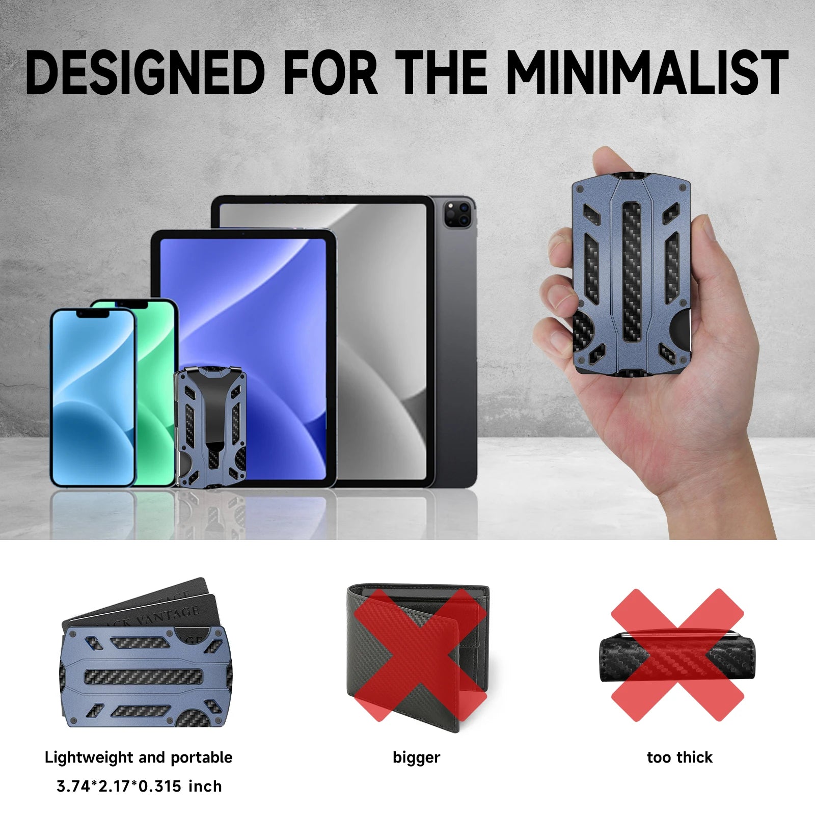 Slim RFID Blocking Metal Wallet for Men & Women with Money Clip Or Cash Strap Scratch Resistant Card Holder