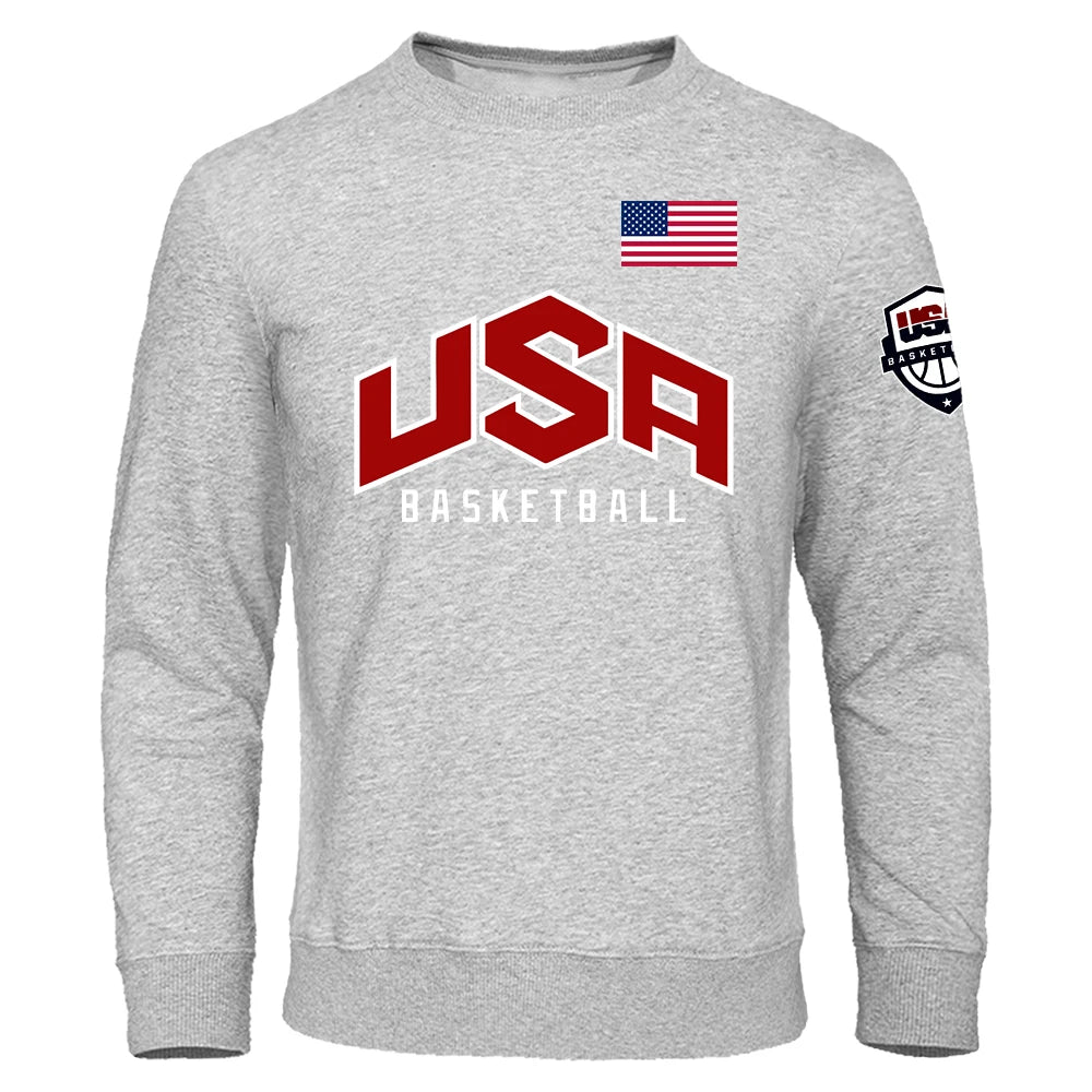 Basketball U S A Streetwear Printing Men Sweatshirt O-Neck Pullover Hoody Fashion Casual Clothing Loose Oversized Tracksuit Man