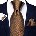 2023 New Gift Tie for Men Novelty Brown Solid Fashion Brand Wedding Party Necktie Handky Cufflinks Wholesale Hi-Tie Designer