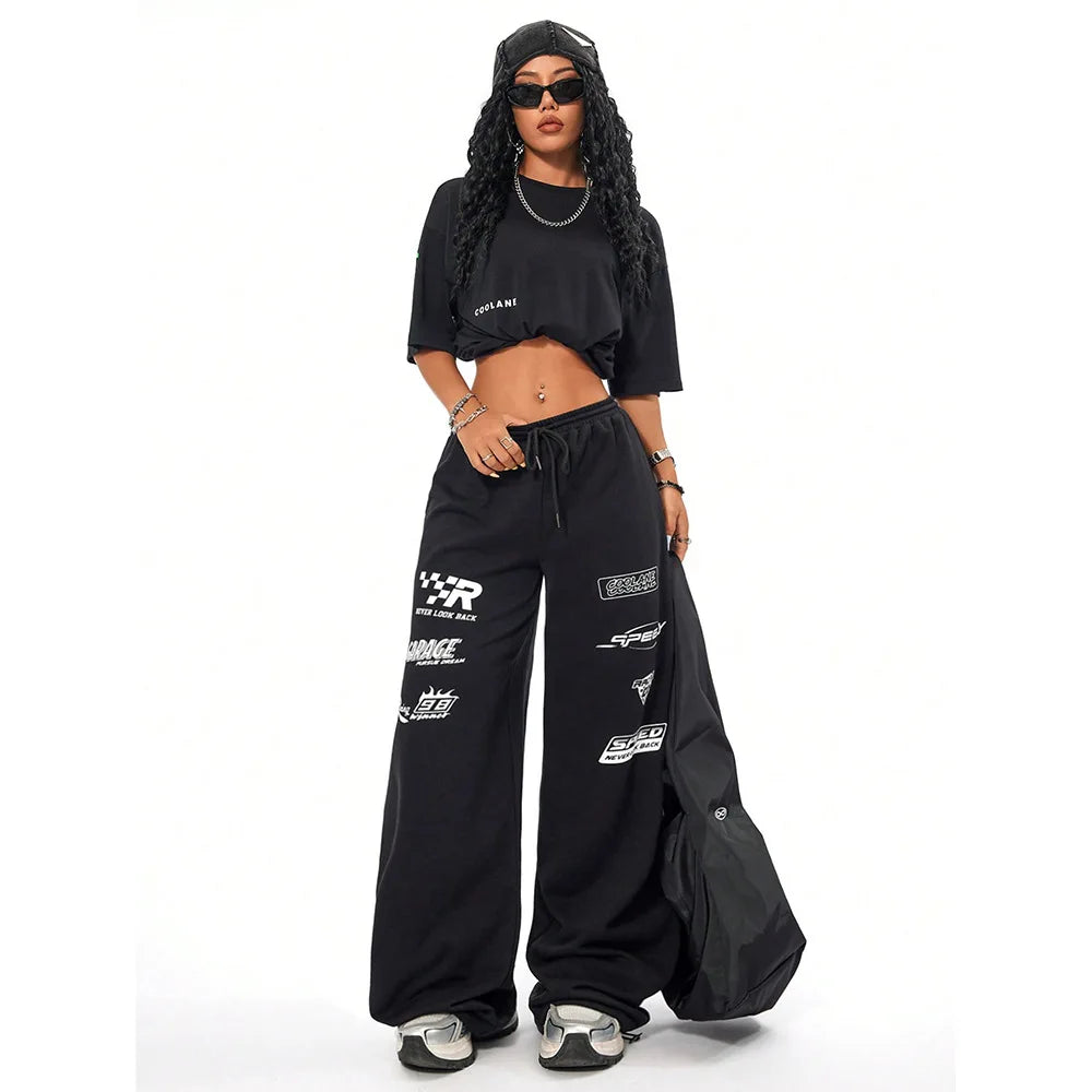 Women's Trousersamerican Jazz Dance Street Dance Wide Leg Pants Y2K Women's Pantsloose Pantswomen's Elastic Pantsautumn