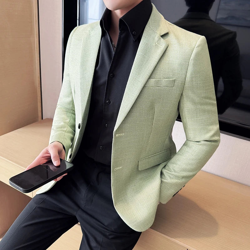Men Suit Jacket Blazer Hombre High-quality Fashionable and Elegant Men Business Slim Fit Suit Jacket Social Party Formal Jacket