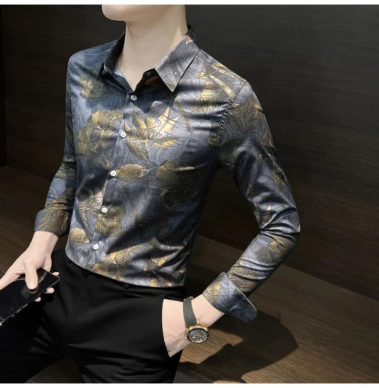 Floral Shirt Man Long-sleeved Spring and Autumn Summer Thin Fashion Floral Men Casual Cardigan