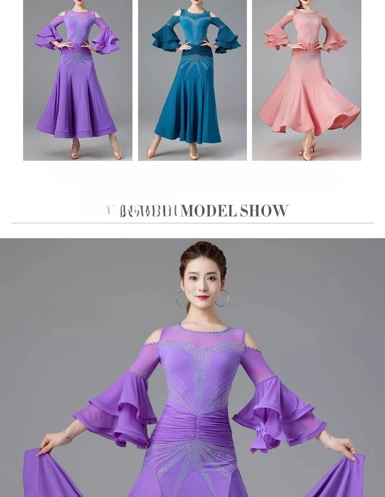 Modern Dance Dance Performance Dresses for Women's High End Premium Elegant Big Swing Dress Waltz Ballroom Dancing Clothing