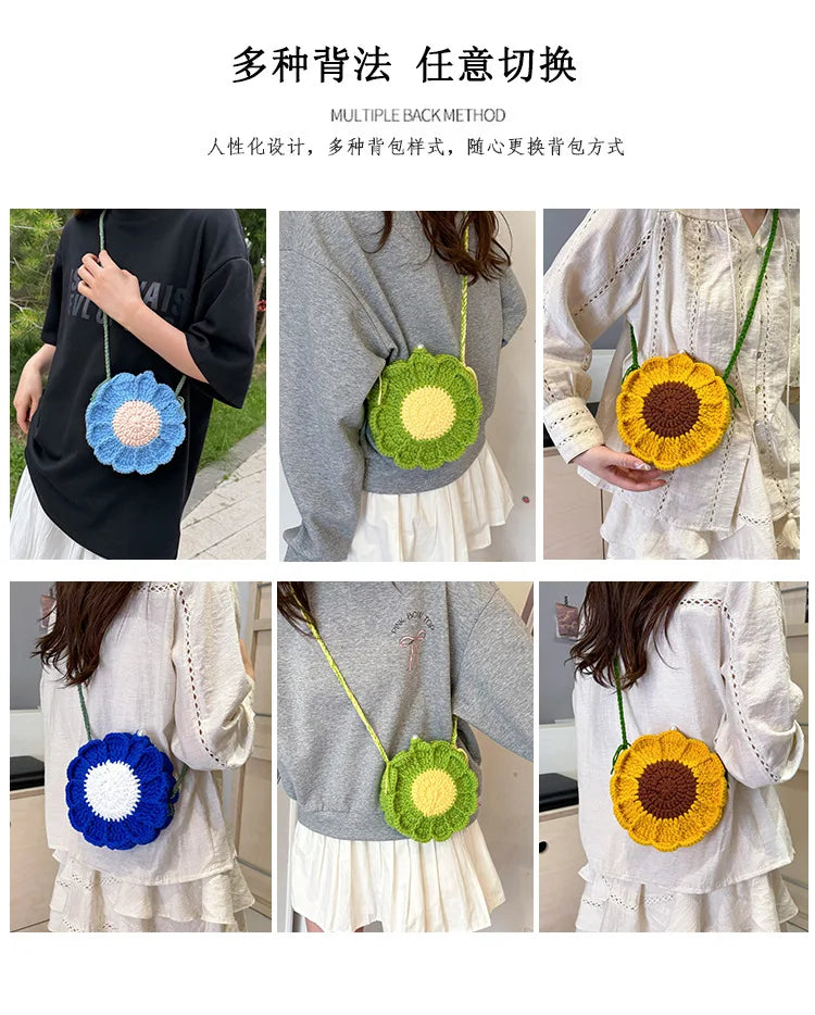 Ladies' Crossbody Bags New Handmade Woven Flower Kawaii Sweet Shoulder Bags High-quality Luxury Brand Crossbody Bags For Girl