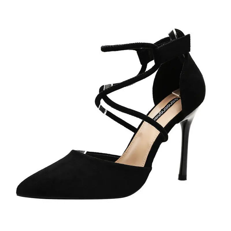 Sexy High Heel Sandals Women's New 202 Thin Heel Summer Open Toe Ba Zip Cross Bule Faionable Glitter Me High Heels