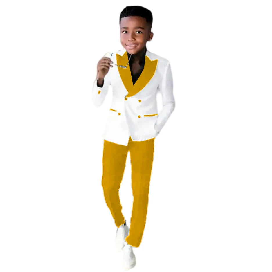 2-16 Years Old Suit For Boys Wedding Tuxedos Jacket Pants 2 Pieces Double Breasted Kids Child Clothes Party Suits