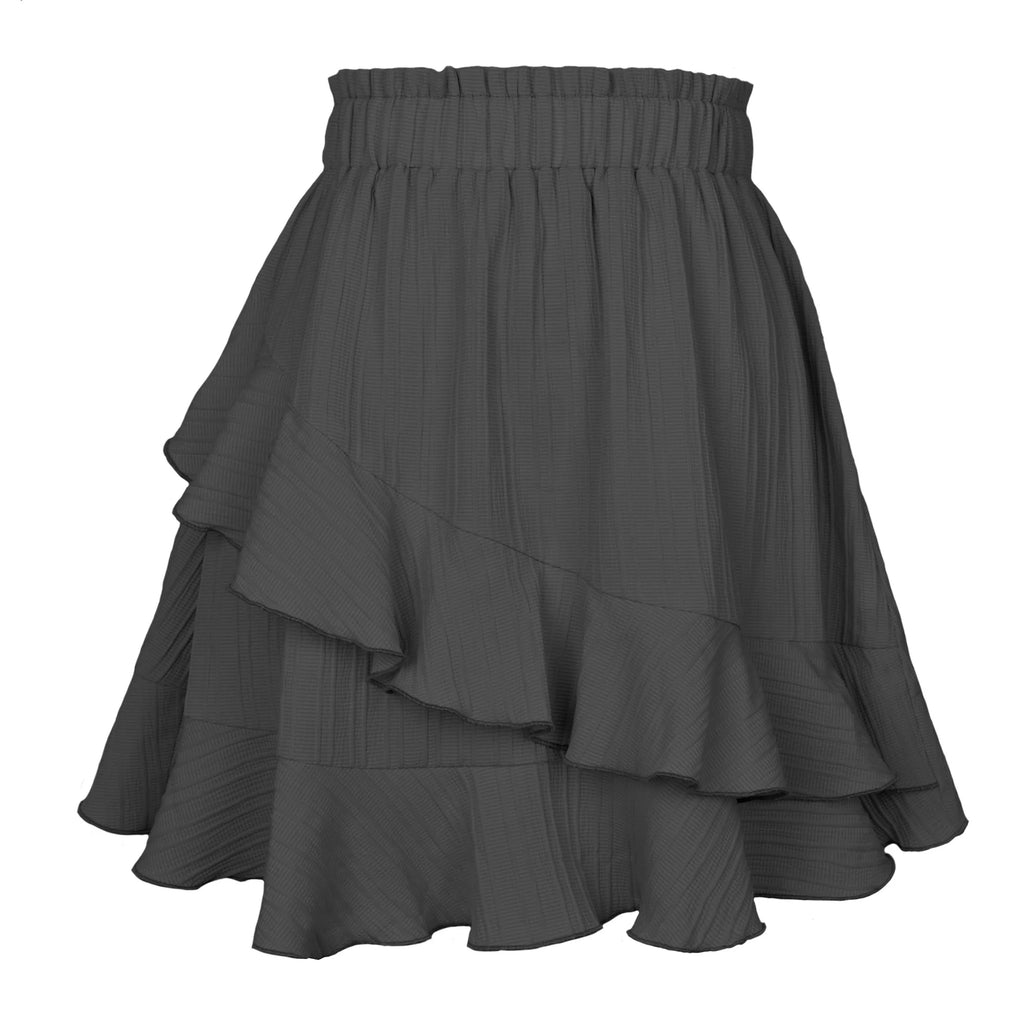 New Women Skirts Fashion Women Ruffle Skirt High Waist Irregular Solid Color Short Skirt Women Fashionable Solid Color Skirts
