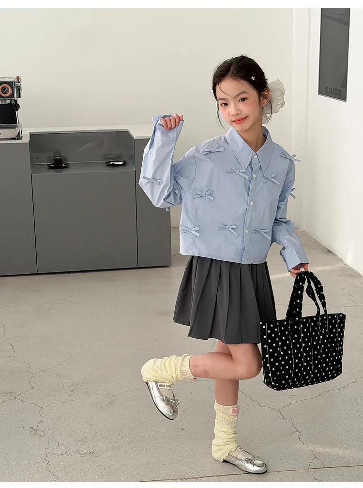 Girls' shirts spring clothes girls' big children's Korean style super beautiful children's clothes girls' unique and beautif