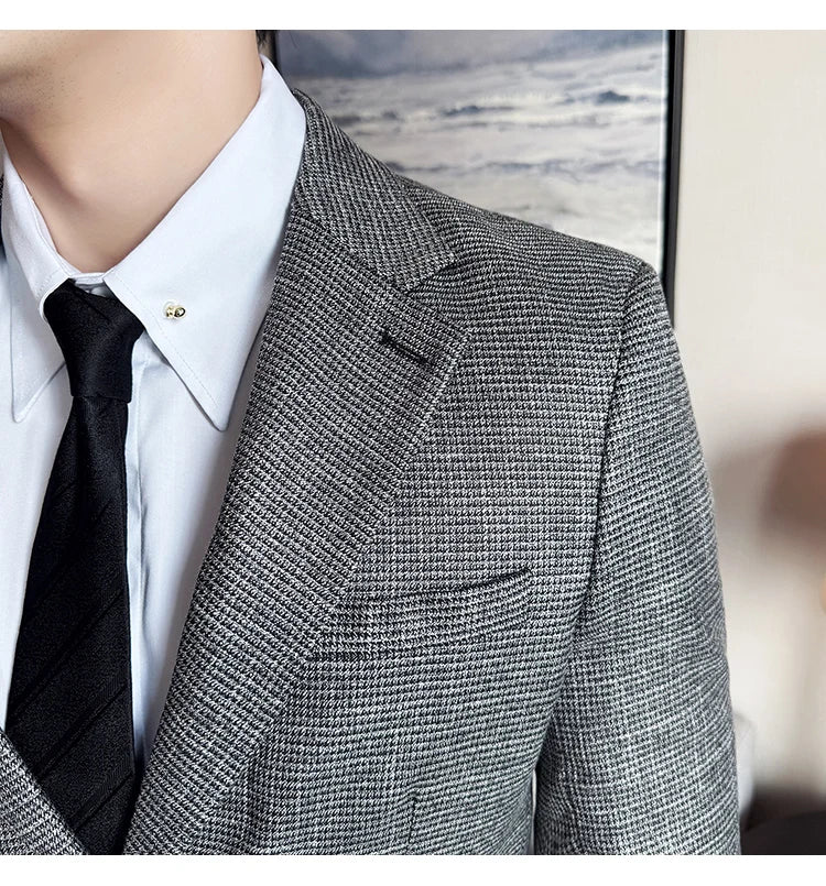 Men Suit Jacket Blazer Hombre High-quality Fashionable and Elegant Men Business Slim Fit Suit Jacket Social Party Formal Jacket