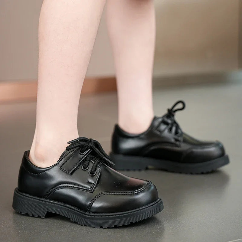 Boys Shoes Spring & Autumn New Black Glossy Classic Kids Loafer for Girl 2024 New Versatile Round-toe Britain Child School Shoes