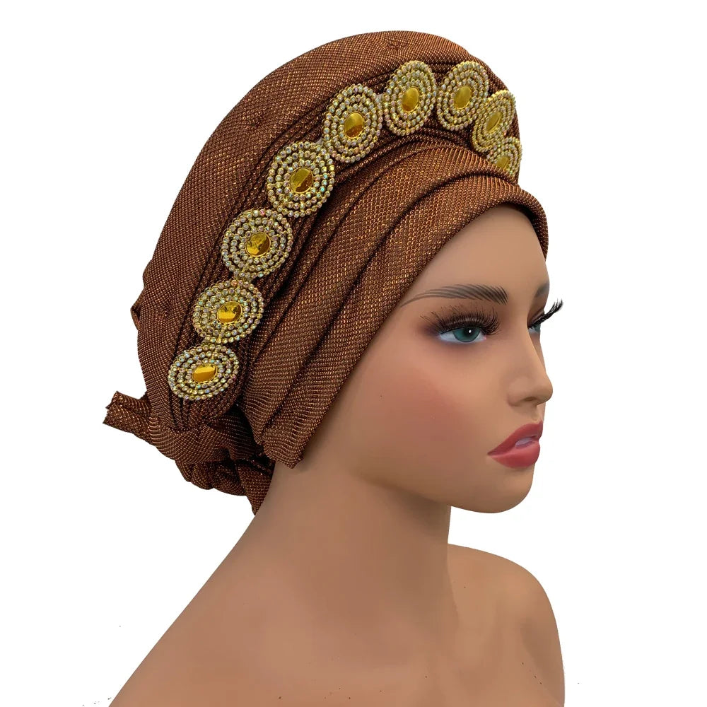 Nigeria Wedding Geles Party Headpiece Turbante Mujer Fashion African Auto Gele Headtie Women's Head Wraps