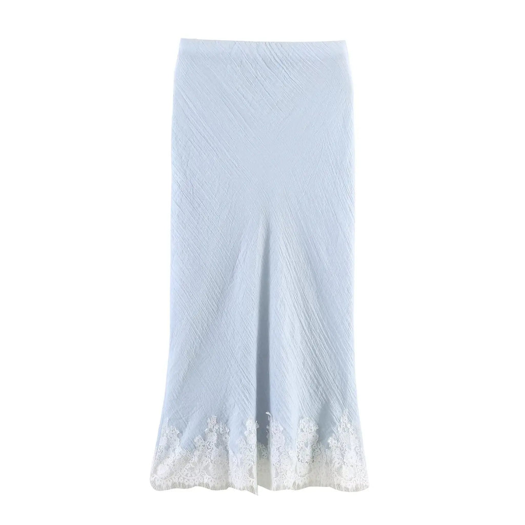 Women's Skirt Set 2026 Spring Elegant Lace Thin Straps Tops Hihg Waist Elastic Waist Midi Skirts Fashion Sexy Female 2 Piece Set