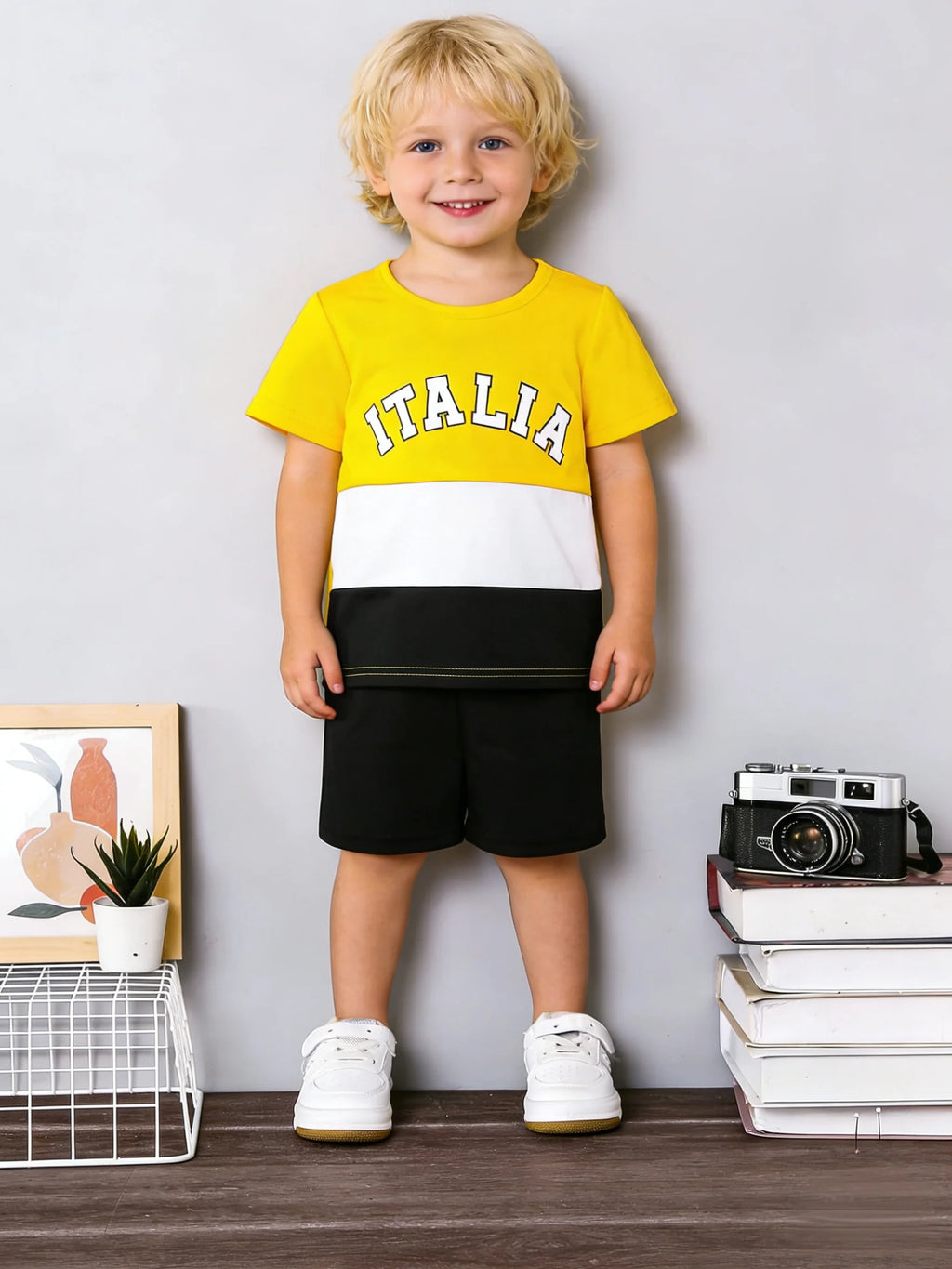 2026 New Summer Boys Casual Outfit - Color Block Short Sleeve Tee & Shorts Set, Perfect for Boys Aged 3-12