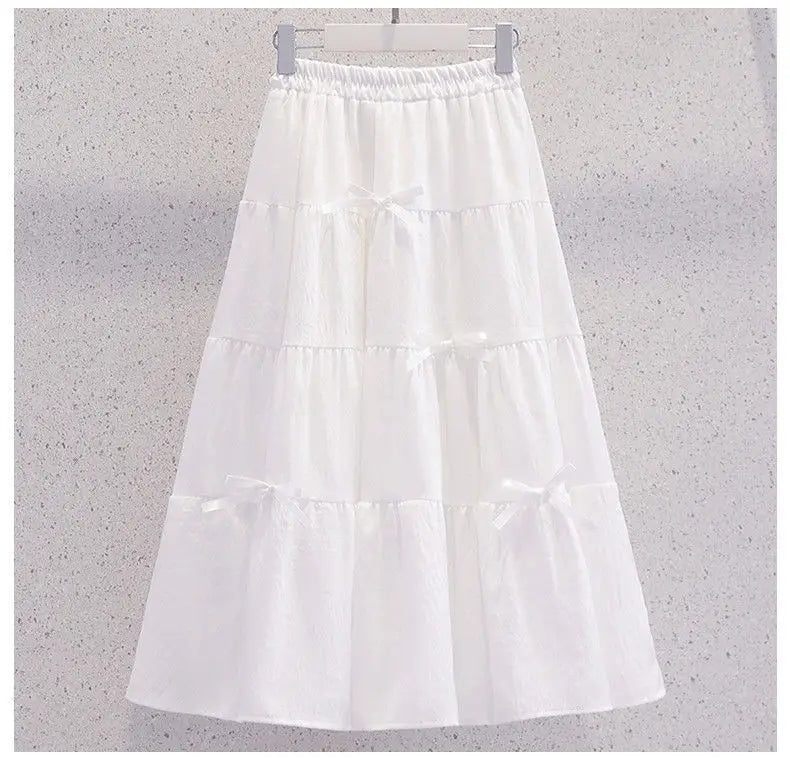 Summer Teenage Girls Clothes Set Children O-Neck Tshirt and Mid Skirt Suit Student School Short Sleeve Top Bottom Outfits