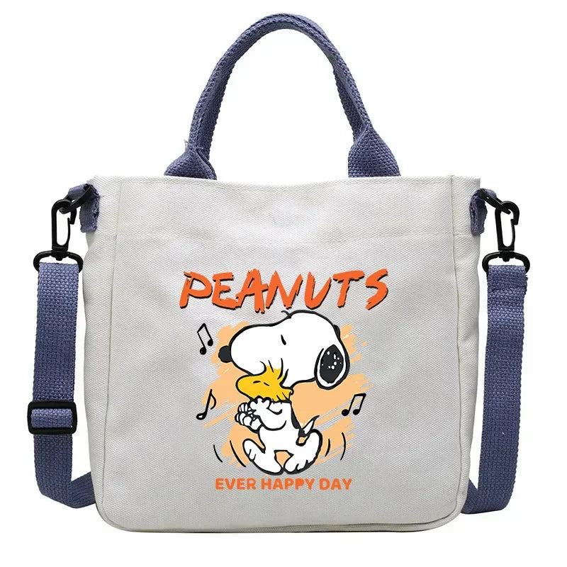 Snoopys Cartoon Canvas Bag Children Crossbody Bags School Bookbag Student Supplies Lightweight Portable Kawaii Shoulder HandBag