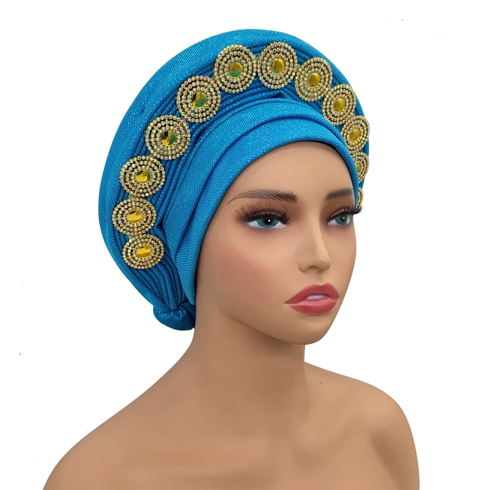 Nigeria Wedding Geles Party Headpiece Turbante Mujer Fashion African Auto Gele Headtie Women's Head Wraps