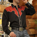 New men's Floral Art Print Ethnic Style shirt, Western Cowboy shirt, long-sleeved Classic Style Beach Collar shirt, Fast Shippin