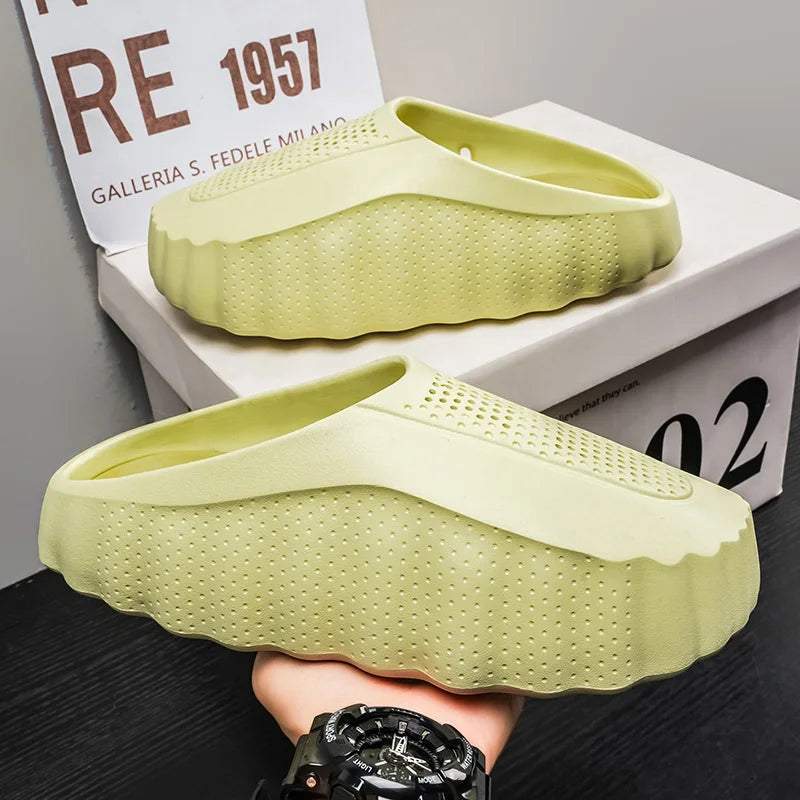 Summer Men Half Slippers Outdoor Breathable Couple Beach Shoes Platform Lightweight Soft Men Sandals Women Garden Casual Shoes