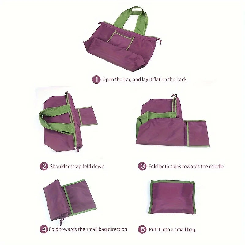 Nylon Supermarket Shopping Bag,Reusable Grocery Bags- Large Capacity Foldable Grocery Tote with Adjustable Shoulder Strap