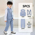 Children Boys Formal Suits Elegant Kids Boys Wedding Suits Outfit Blue Grey Child Boys Slim Fit Suits Outfit Performance Costume