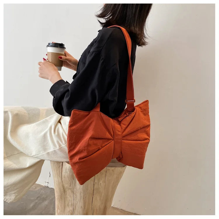Soft Nylon Women's Portable Shoulder Bag Large Capacity Female Commute Crossbody Bags Simple Design Ladies Tote Purse Handbags
