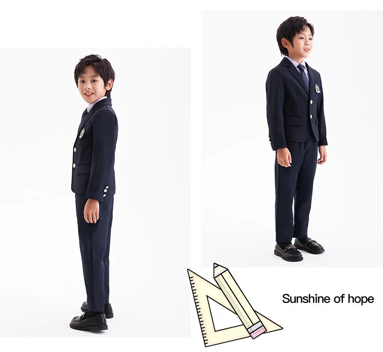 Children Korean Class Outfit Kids School Uniform Girls Jacket Pleated Skirt Suits Boys Formal Dress Toddler Student Clothes Sets