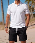 2026 New Men's Summer Collar Short Sleeve T-shirt Set Fashion
