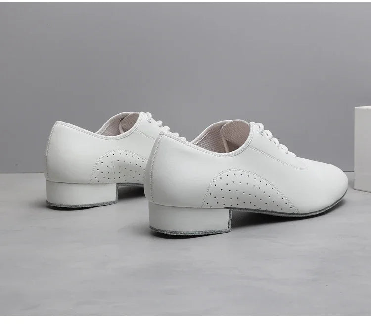 Men's white new leather Latin dance shoes Modern dance hall tango men's national standard dance shoes men's sports shoes