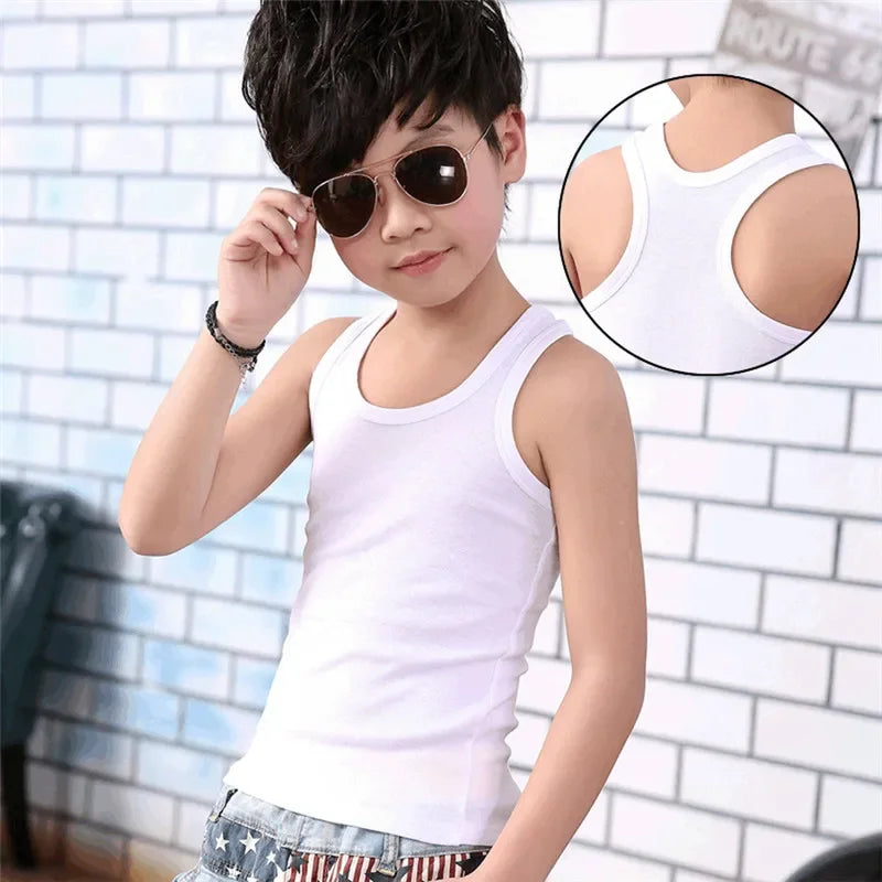 Kids Baby Boys Vests T-shirts Children Summer Vest Top Outfit Kid Boy Girl Solid Tops Clothes Cotton Tees Black Playsuits