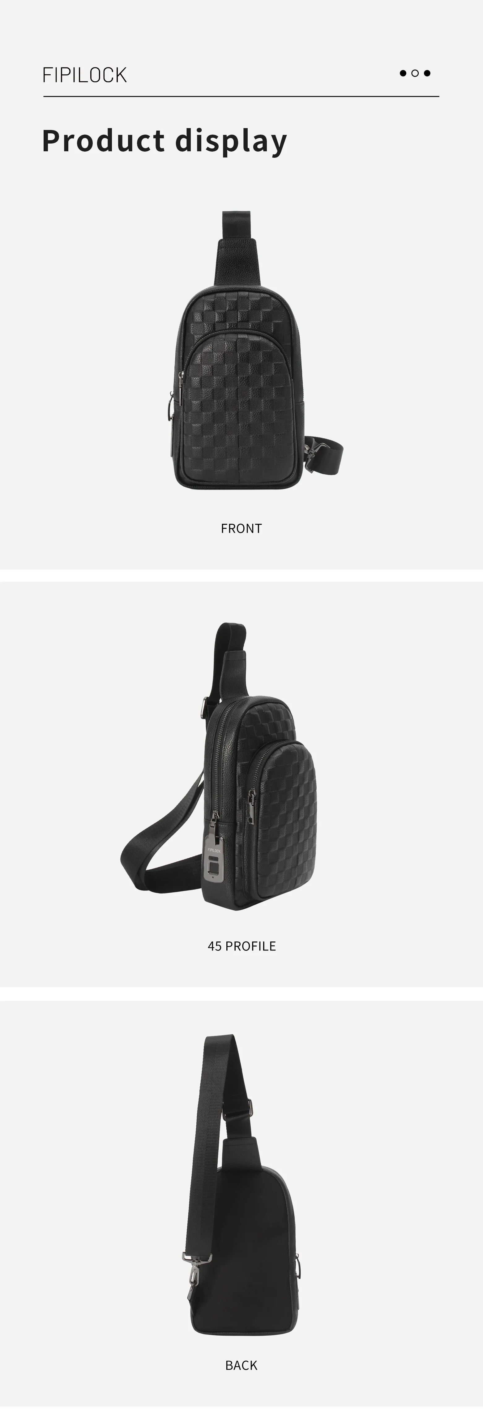 Men's Fingerprint Lock Bags for men Leather Shoulder Bag Male Long Money Wallets Mobile Phone Pouch Men Messenger Bag Anti-Theft