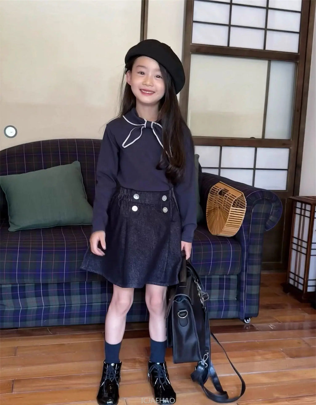 Teen Girl Clothes Waist Shell Button Denim Skirt and Top Kids Versatile Casual Outfits Children Costumes Vintage Girls Elastic