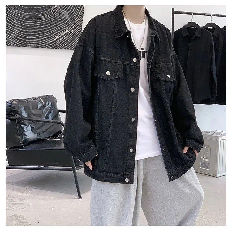 New Men's Vintage Denim Jackets Spring Autumn Handsome Loose Casual Workwear Jacket Fashion High Street Classic Jean Coats Male