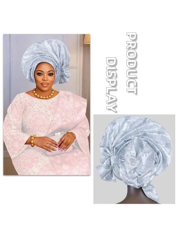 2026 New African Headtie Turban Nigeria Auto Gele Head Wraps Auto Gele Women's Turban Cap Wedding Geles Muslim Head Wraps Bonnet