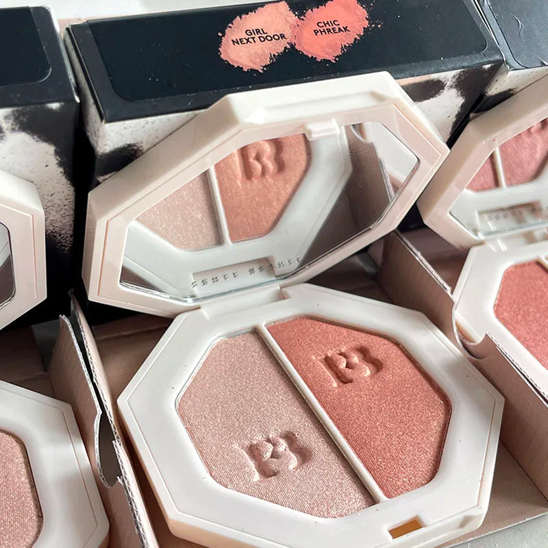 Fenty Beauty Portable Matte Two Color Powder with Fluorescence Perfect Concealer Lasting Natural Makeup Highlight Powder Makeup