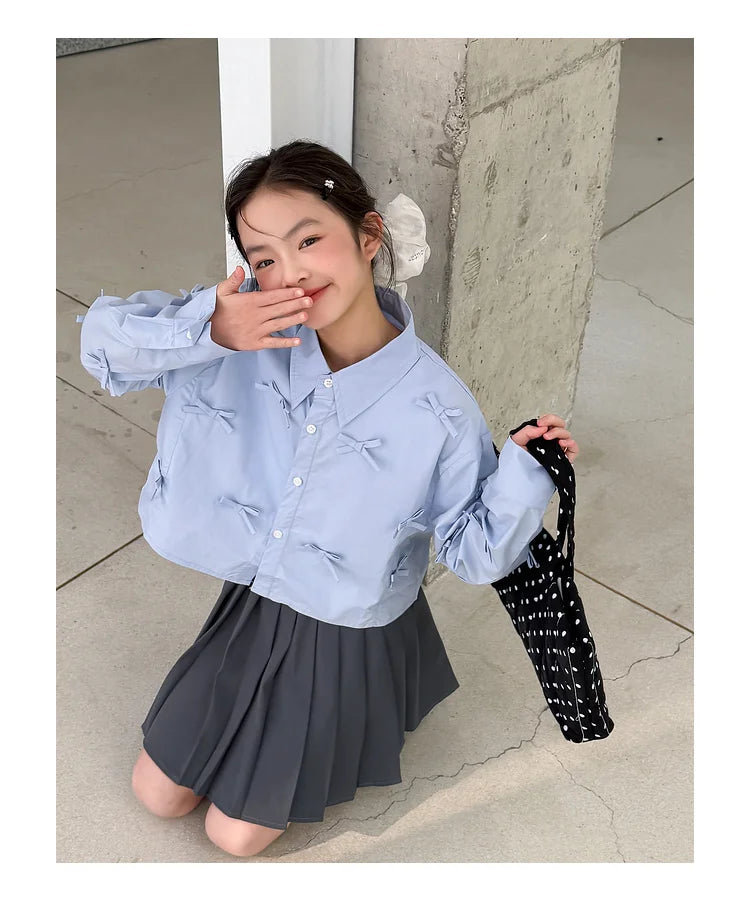 Girls' shirts spring clothes girls' big children's Korean style super beautiful children's clothes girls' unique and beautif