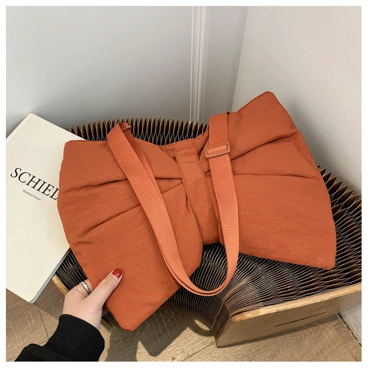 Soft Nylon Women's Portable Shoulder Bag Large Capacity Female Commute Crossbody Bags Simple Design Ladies Tote Purse Handbags