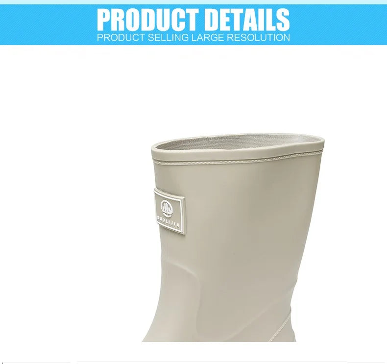 Rain Boots for Men, Non-Slip, Waterproof, High-Top Fishing Boots, Popular Work Safety Shoes, Rain Boots